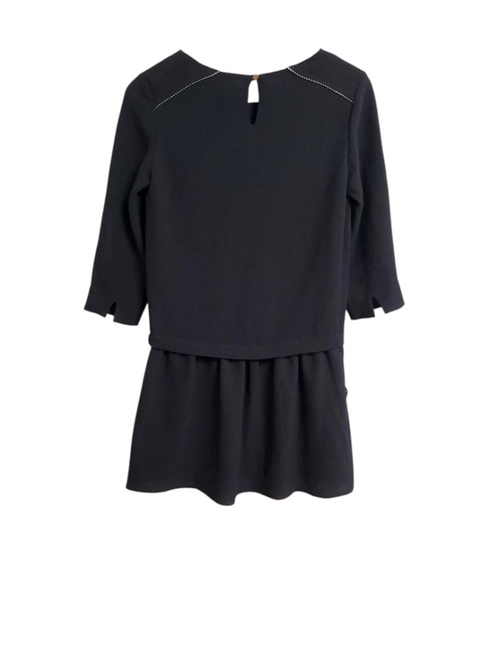 Sezane Womens Anna Mini Dress Black Size 34 US 2 Drop Waist Pockets 3/4 Sleeves - Picture 4 of 14